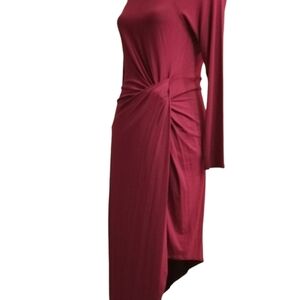 Classic Sassy wrap crossover cling dress plum/red